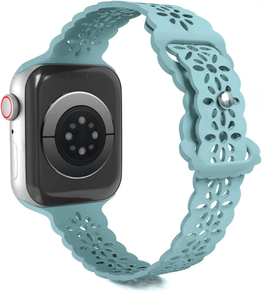 Ginkgonut Lace Silicone Bands Compatible with Apple Watch Band 38Mm 40Mm 41Mm 42Mm 44Mm 45Mm 49Mm,Women Slim Thin Hollow-Out Iwatch Sport Wristband for Apple Watch Ultra Series SE 8 7 6 5 4 3 2 1