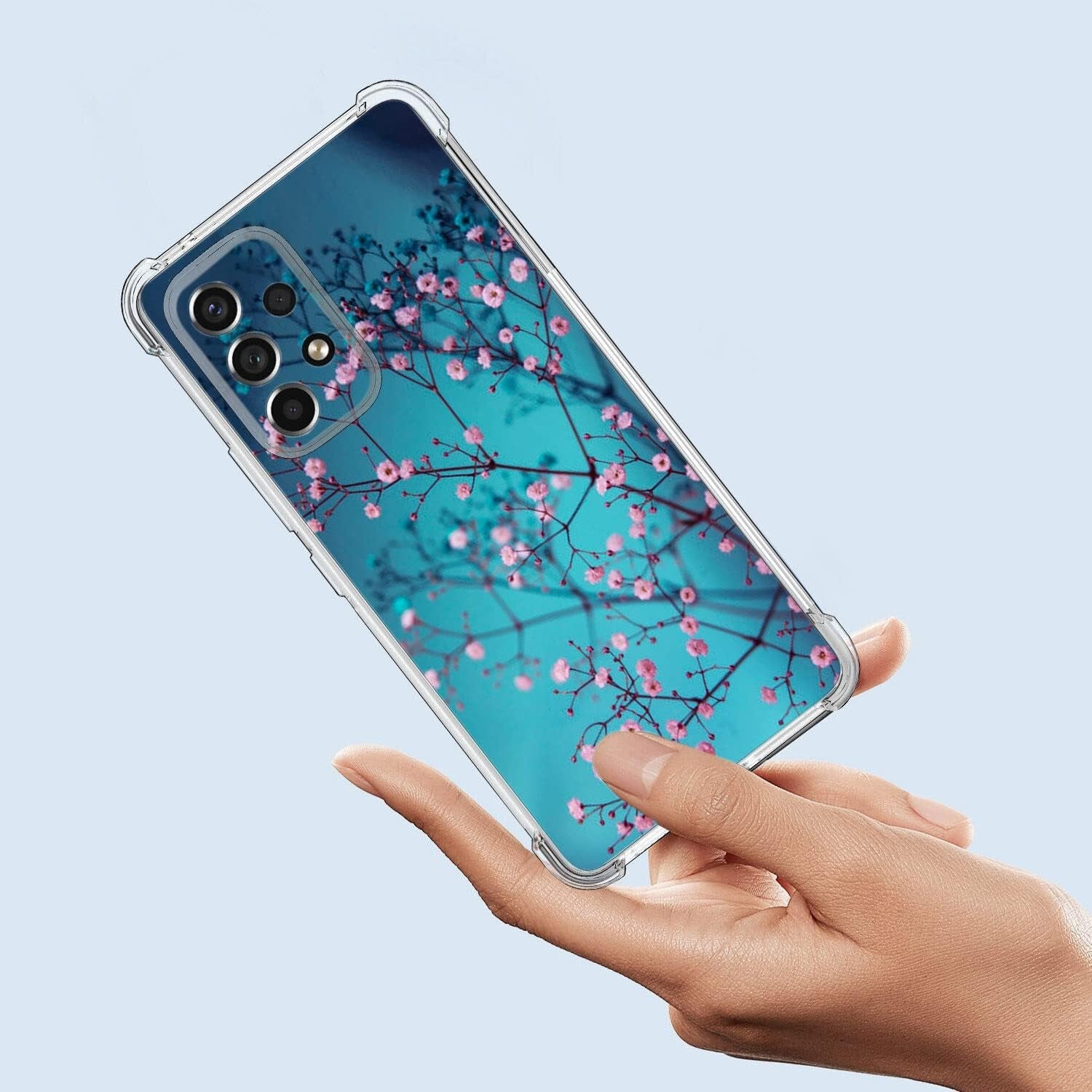 Galaxy A53 5G Case, Plum Blossom Flower Drop Protection Shockproof Case TPU Full Body Protective Scratch-Resistant Cover for Samsung Galaxy A53 5G