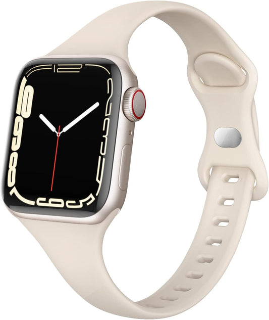 Compatible with Apple Watch Bands 41Mm 38Mm 40Mm 42Mm 44Mm 45Mm 49Mm, Soft Sport Silicone Slim Thin Small Replacement Wristband for Iwatch Ultra Series 9 8 7 6 5 4 3 2 1 SE Sport Edition Women Men