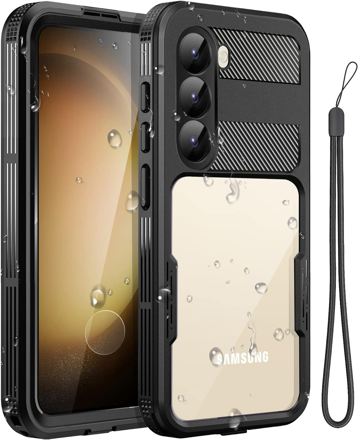 Aicase Galaxy S23 Ultra Waterproof Case - IP68 Certified, Shockproof, Magsafe Compatible, Wireless Charging - Black