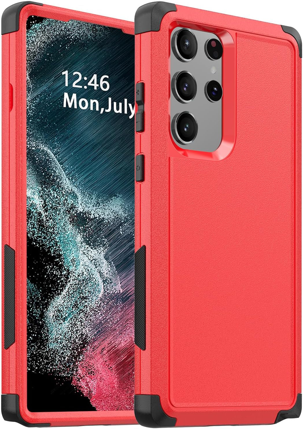 For Samsung Galaxy S22 Ultra Case,Shockproof Dropproof Galaxy S22 Ultra Case,Rugged Heavy Duty Protective for S22 Ultra Case 6.8 Inch (Red/Black)