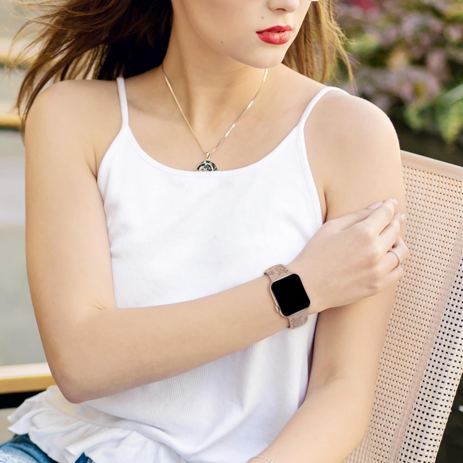 3 Pack Floral Engraved Silicone Bands Compatible with Apple Watch Band 38Mm 40Mm 41Mm 42Mm 44Mm 45Mm 49Mm Women, Soft Sport Wildflower Strap for Iwatch Ultra Series 9 8 SE 7 6 5 4 3 2 1