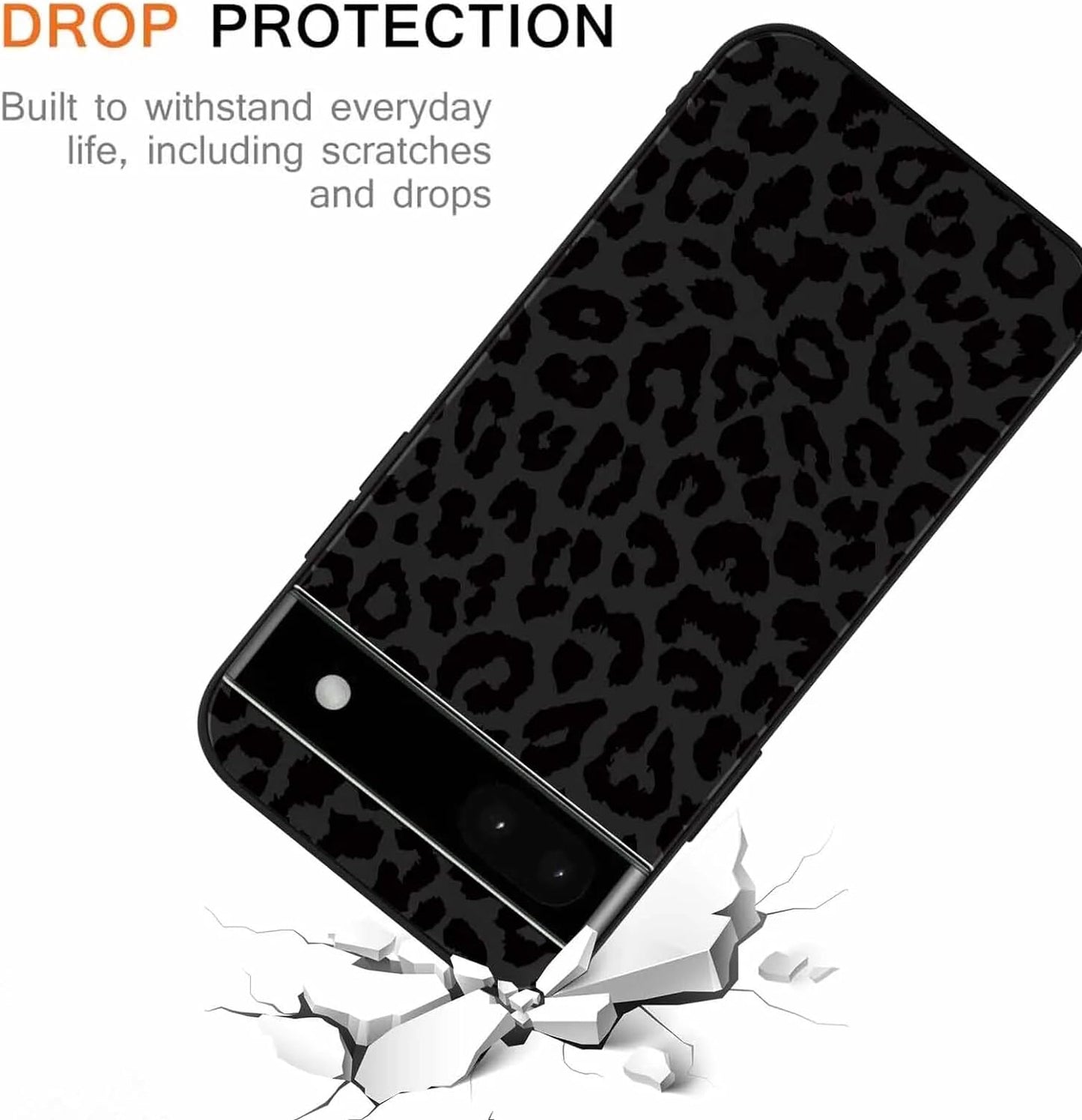 2 Pack Cute Cheetah Print for Google Pixel 6A(5G) 6.3" Phone Case,Luxury Leopard Pattern Design Cases Soft Silicone TPU Shockproof Protective Cover for Women Girls-Black & White  RUMDEY   