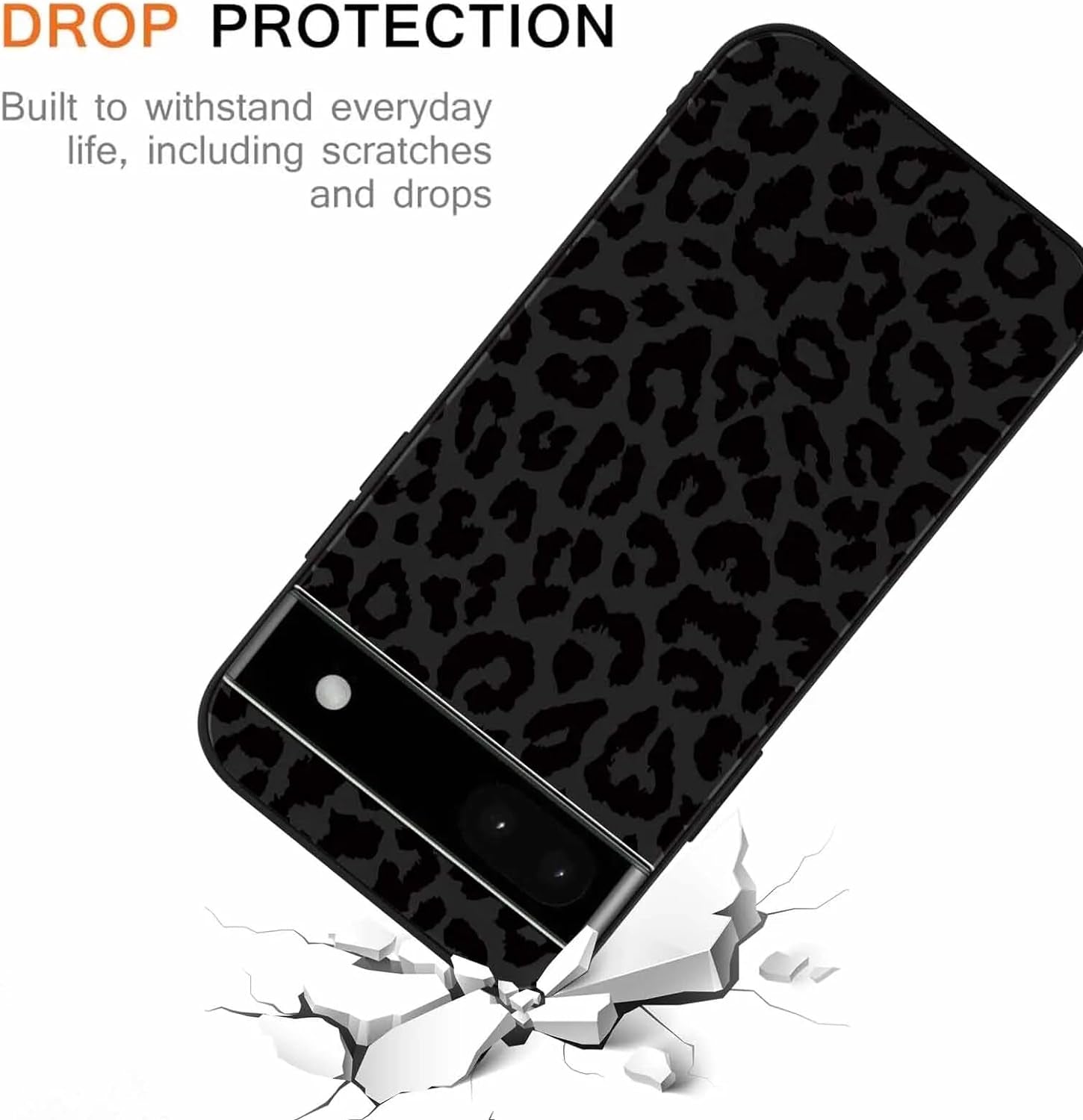 2 Pack Cute Cheetah Print for Google Pixel 6A(5G) 6.3" Phone Case,Luxury Leopard Pattern Design Cases Soft Silicone TPU Shockproof Protective Cover for Women Girls-Black & White  RUMDEY   