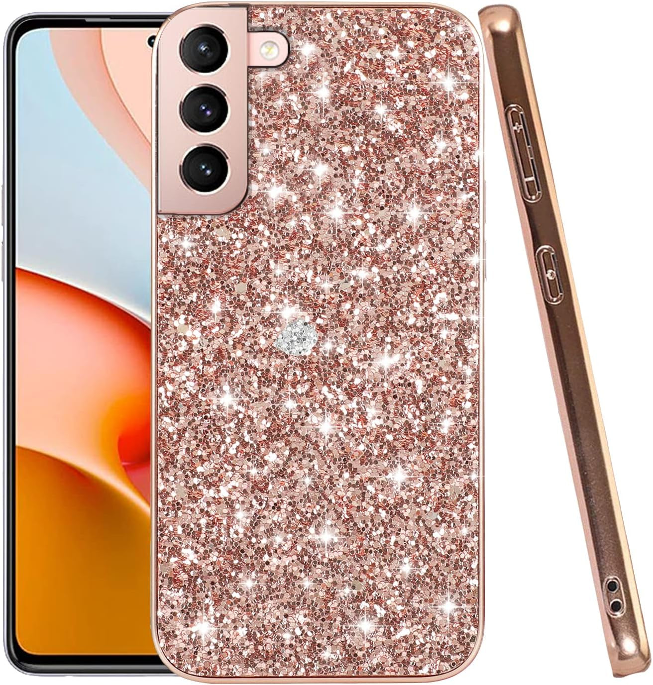 Compatible with Samsung S22 plus Case Glitter Shockproof,Samsung Galaxy S22 plus Phone Case Bling Sparkly Soft TPU and PC Silicone Shiny Girl Women Thin Protective Cover (Silver)