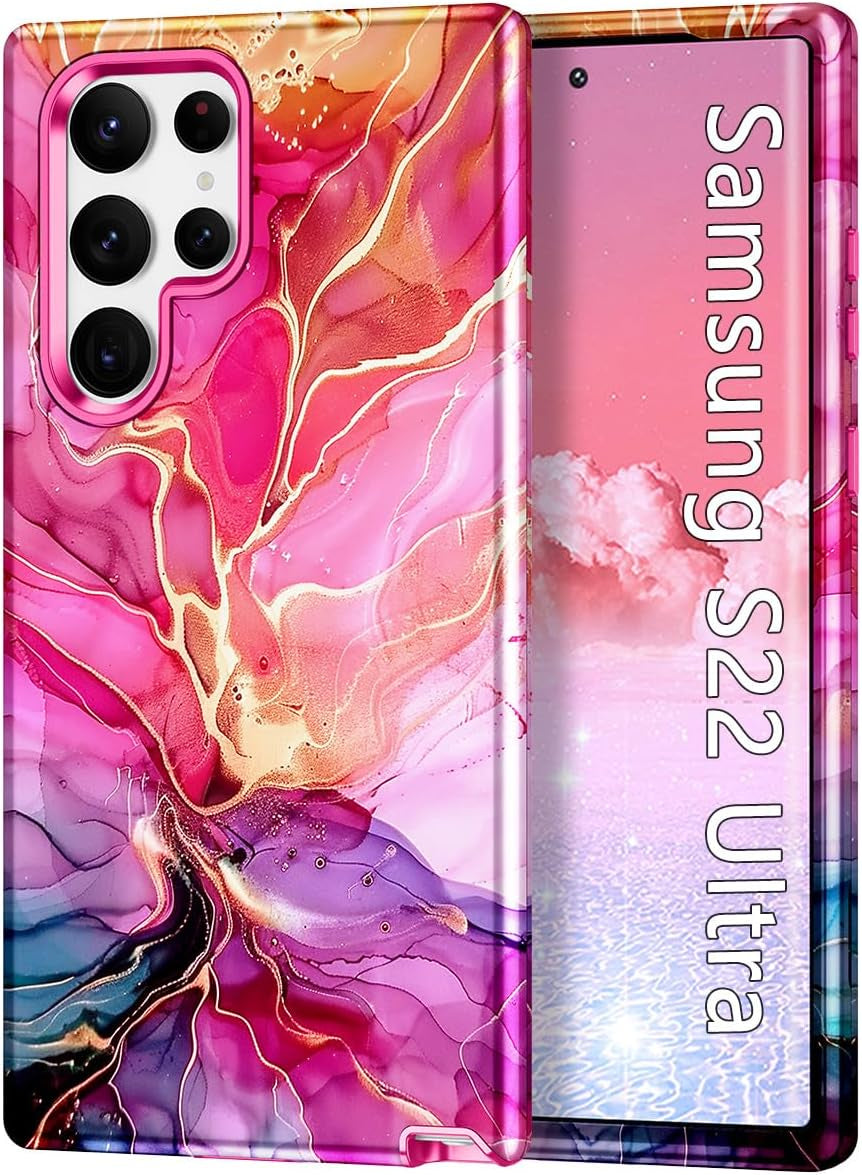 Btscase for Samsung Galaxy S22 plus Case, [Military Grade Drop Tested] Marble Pattern Design Slim Rugged Shockproof Women Girls Men Protective Anti-Scratch Cover for Galaxy S22 plus 5G, Cobalt Blue