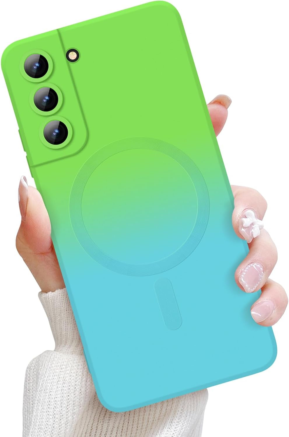 For Samsung Galaxy S22 plus 5G Magnetic Case, Luxury Cute Soft Liquid Silicone Case Bumper Anti-Scratch Shockproof Full Camera Protector Multicolor Cover for Samsung Galaxy S22 Plus-Pink Red