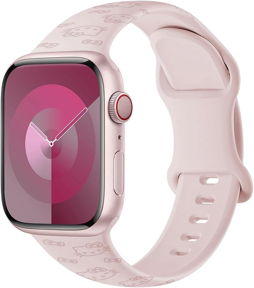 Engraved Band Compatible with Apple Watch Bands 40Mm 41Mm 42Mm 44Mm 45Mm 38Mm 49Mm for Women, Cute Cartoon Cat Soft Silicone Strap for Iwatch Bands Series 9 8 7 6 5 4 3 2 1 SE