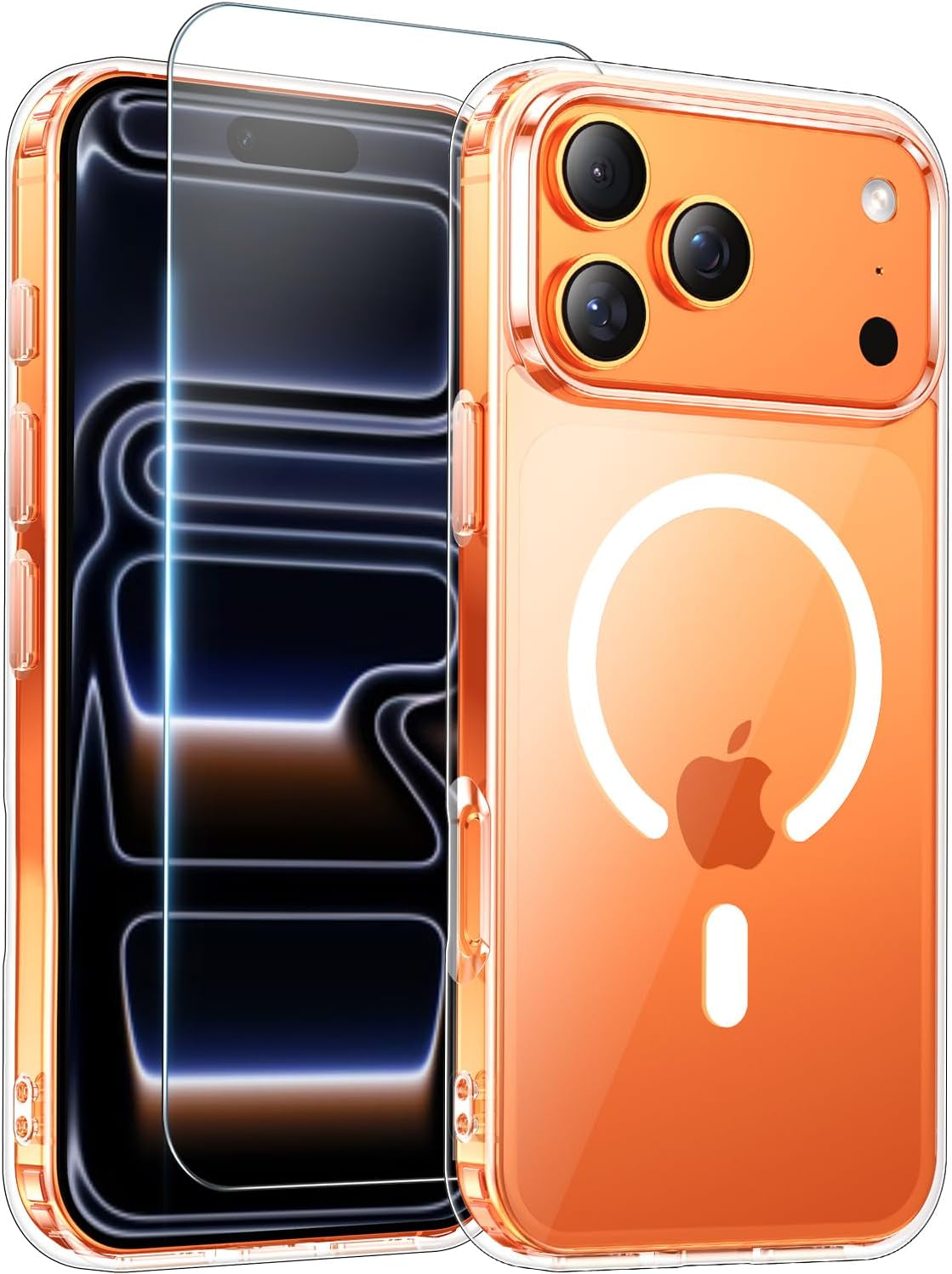 Temdan for Iphone 17 Pro Case Clear with Screen Protector, Compatible with Magsafe, Anti-Yellowing, Military-Grade Protection, Shockproof Slim Magnetic Phone Case Cover, Transparent