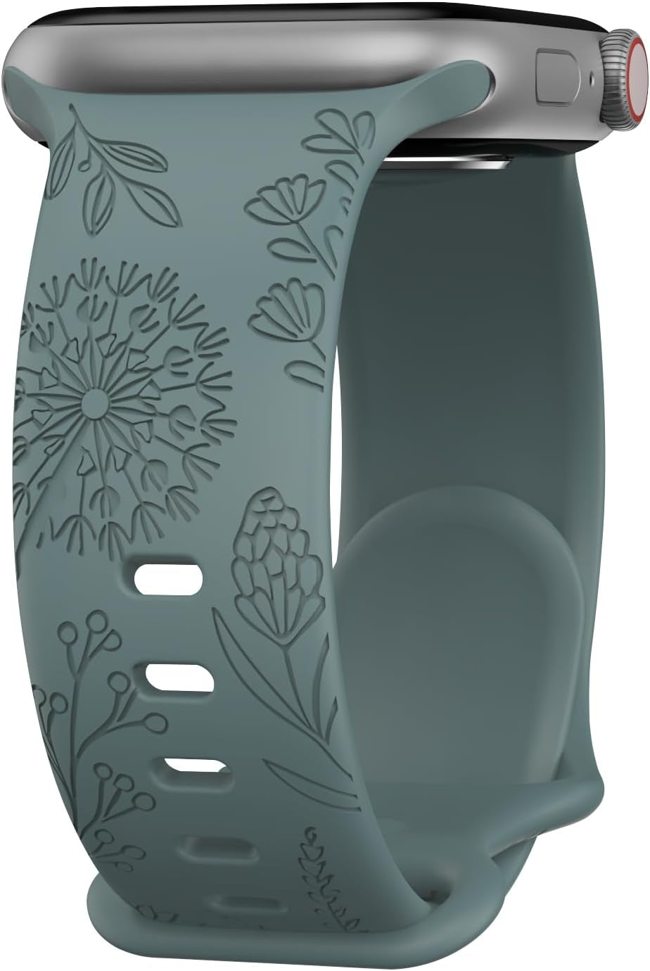 Floral Engraved Bands Compatible with Apple Watch Band for Women 44Mm 40Mm 38Mm 41Mm 45Mm 49Mm 42Mm, Soft Silicone Dandelion Pattern Sport Strap for Iwatch Bands Series Ultra 2 SE 9 8 7 6 5 4 3 2 1