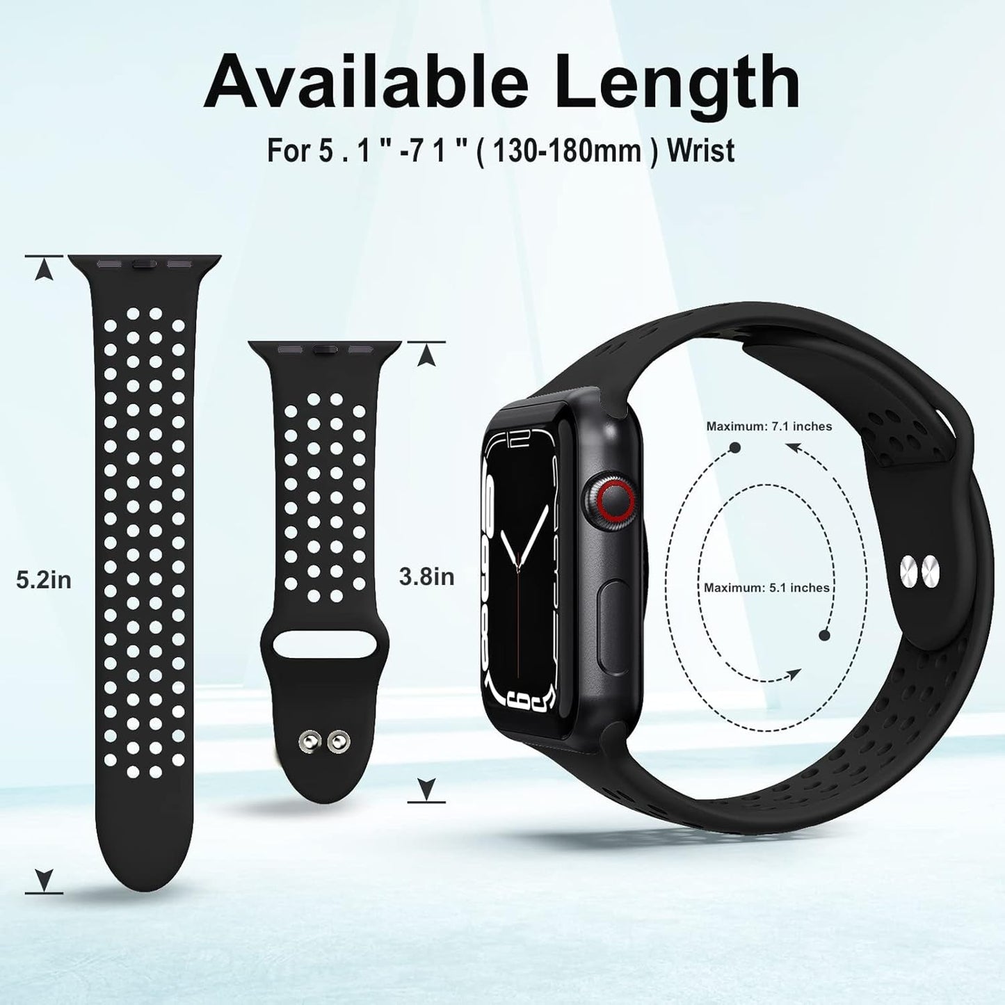 6 Pack Sport Bands Compatible for Apple Watch Bands 49Mm 45Mm 44Mm 42Mm 41Mm 40Mm 38Mm,Breathable Soft Silicone Sport Women Men Replacement Strap Compatible for Iwatch Series 9 Ultra2/Ultra 8 7 6 5 4 3 2 1 SE