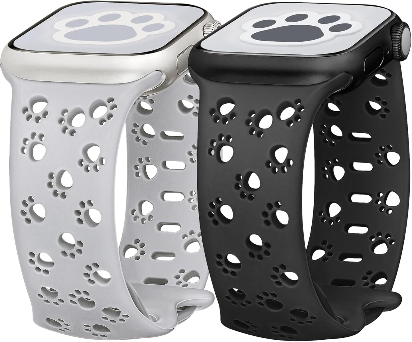 2 Pack Silicone Dog Paw Band for Apple Watch Bands 41Mm 40Mm 38Mm for Women, Cute Animal Cat Designer for Iwatch Bands, Fancy Dressy Sport Band for Apple Watch Band Series 9 Series 8 7 SE 6 5 4 3