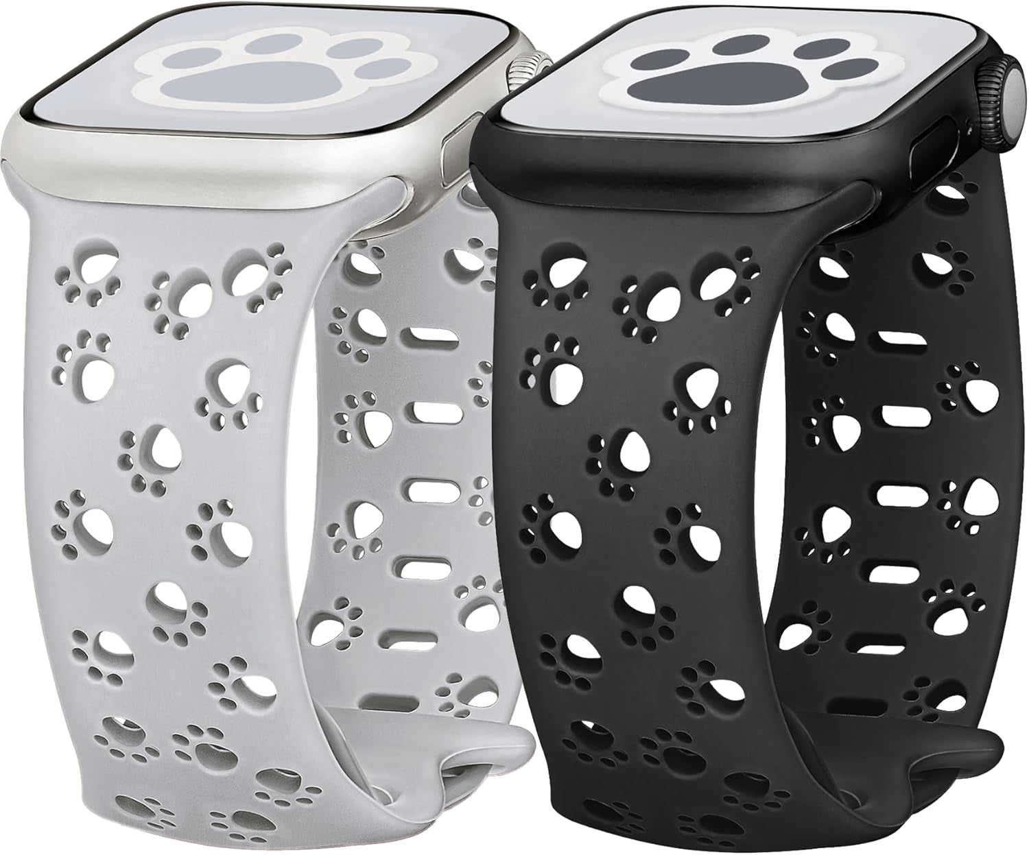 2 Pack Silicone Dog Paw Band for Apple Watch Bands 41Mm 40Mm 38Mm for Women, Cute Animal Cat Designer for Iwatch Bands, Fancy Dressy Sport Band for Apple Watch Band Series 9 Series 8 7 SE 6 5 4 3