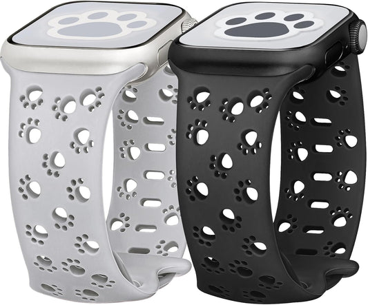 2 Pack Silicone Dog Paw Band for Apple Watch Bands 41Mm 40Mm 38Mm for Women, Cute Animal Cat Designer for Iwatch Bands, Fancy Dressy Sport Band for Apple Watch Band Series 9 Series 8 7 SE 6 5 4 3