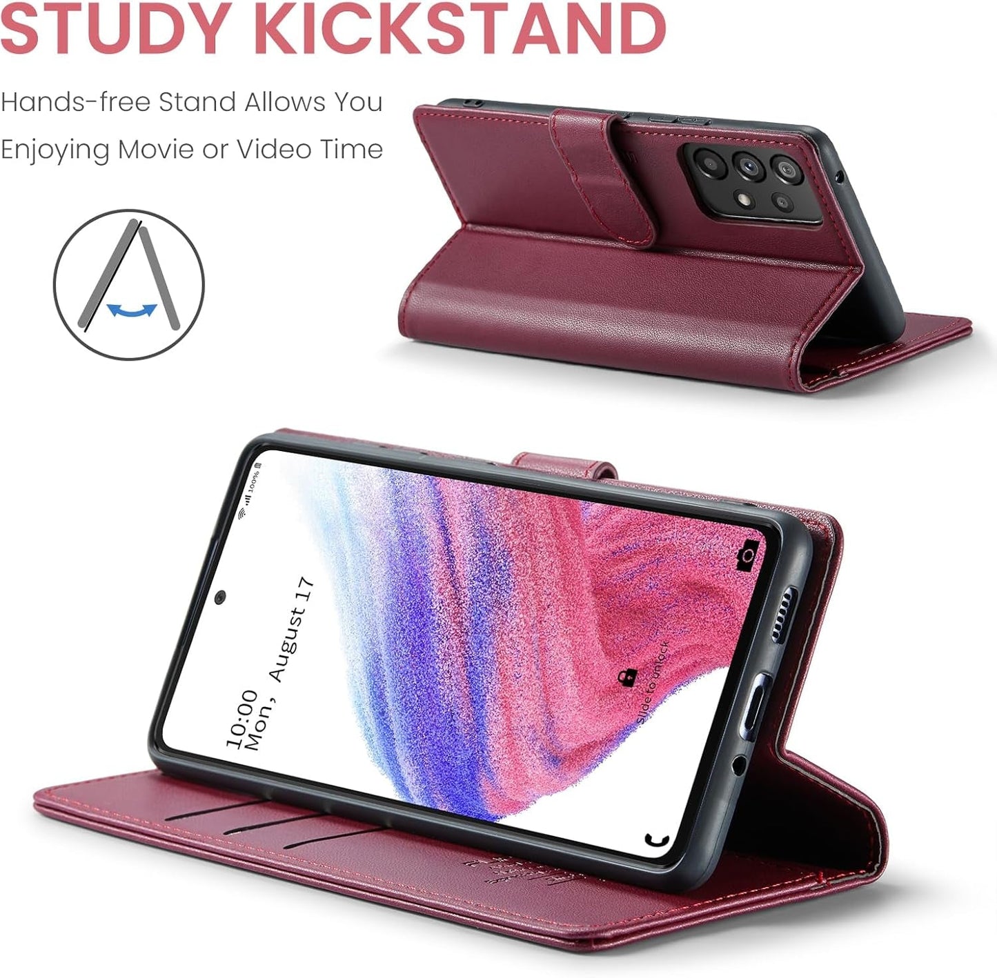 For Samsung Galaxy A53 5G Wallet Case with RFID Blocking Credit Card Holder, PU Leather Folio Flip Kickstand Protective Shockproof Cover Women Men for Samsung A53 Phone Case(Red)