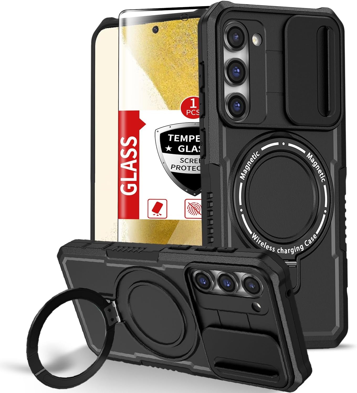 For Samsung Galaxy S21 Ultra Case Compatible with Magsafe Galaxy S21 Ultra Case Magnetic,With Screen Protector,With Magnetic Stand&Camera Cover Protection Shockproof Galaxy S21Ultra Case Blue