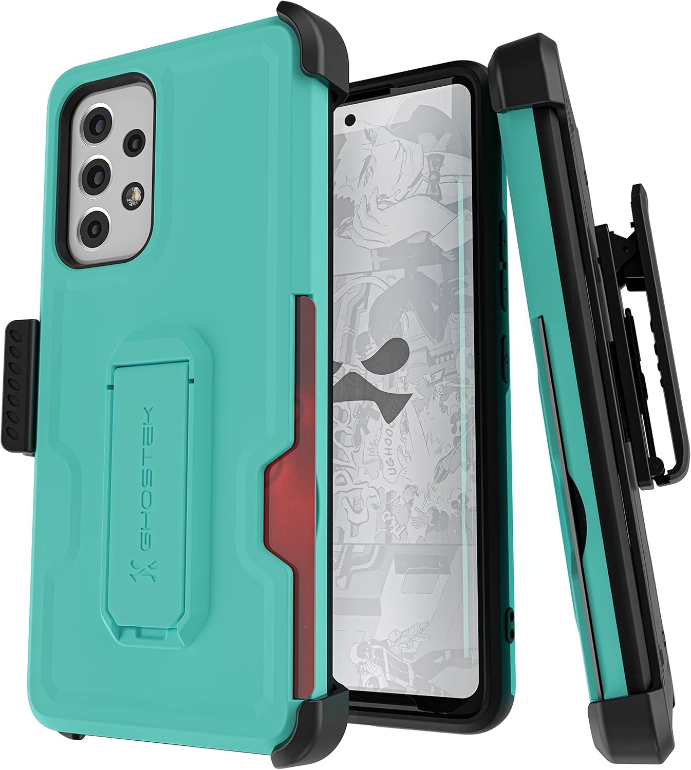 Ghostek IRON ARMOR Galaxy A53 5G Case with Belt Clip and Kickstand Credit Card Holder Slot Heavy Duty Protection Shockproof Protective Cover Designed for 2022 Samsung Galaxy A53 5G (6.5") (Matte Blue)