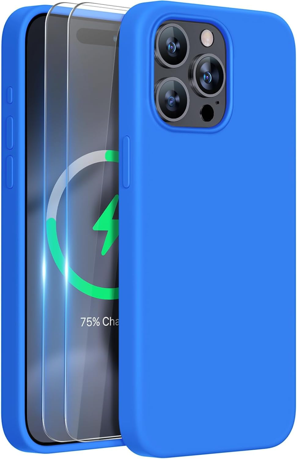 Miracase Designed for Iphone 15 Pro Max Case,[Compatible with Magsafe], [With 2 Pack Screen Protectors],Shockproof Liquid Silicone Case with Microfiber Lining,6.7 Inch(Mediterranean Blue)  Miracase   