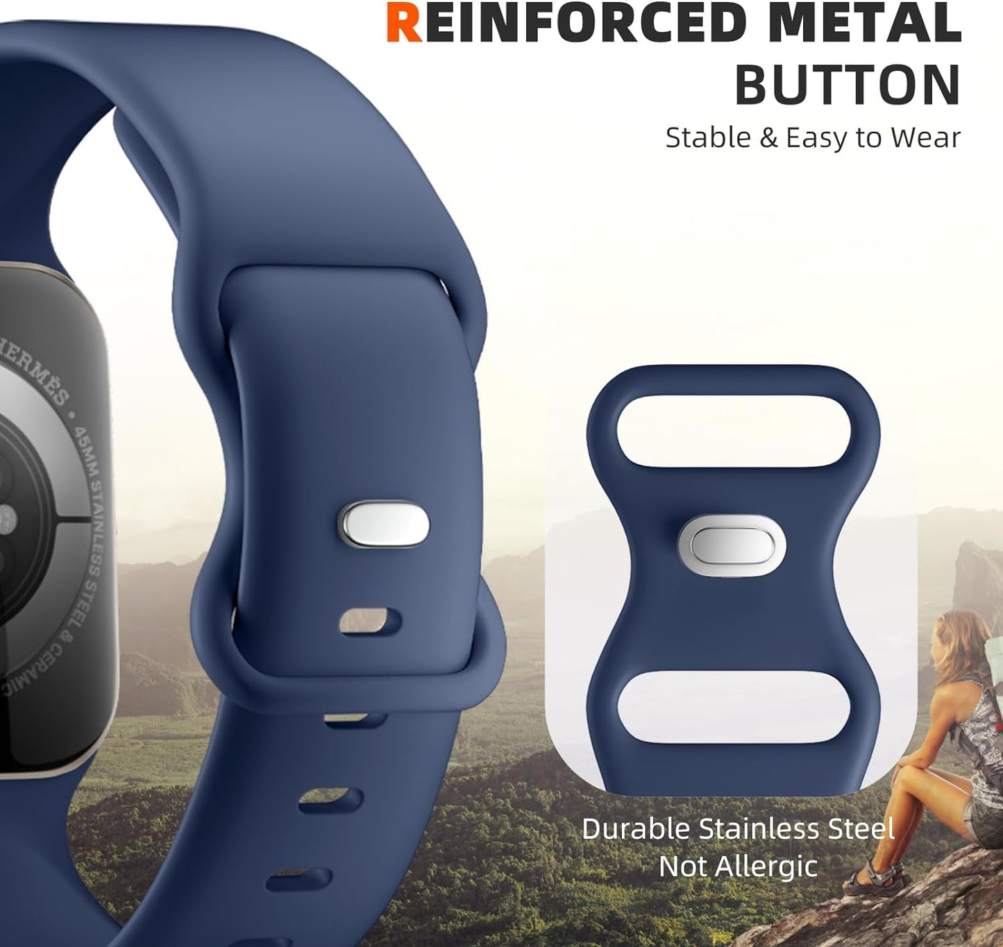 5 Pack Soft Silicone Bands - Compatible with Apple Watch Ultra 2 & Ultra Band 49Mm 45Mm 44Mm 42Mm 41Mm 40Mm 38Mm for Men Women, Breathable Sport Strap Band for Ultra 2 Iwatch Series 9 8 7 6 SE 5 4 3 2