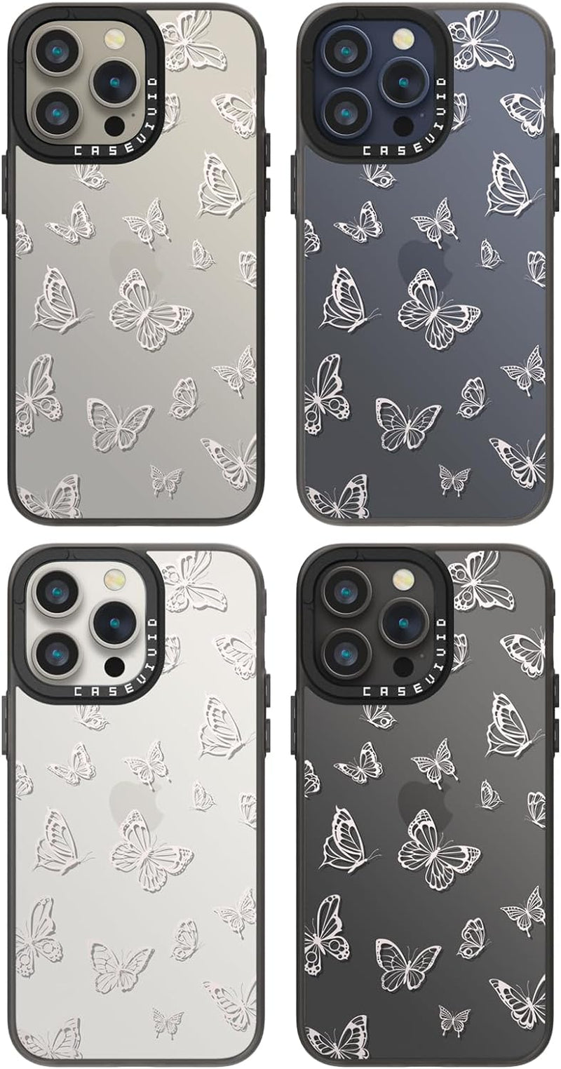 Casevivid Compatible for Iphone 15 Pro Case Cute Aesthetic - Durable Fashion Funny Phone Case - Girly Butterfly Pattern Print Cover Design for Woman Girl 6.1 Inches Black  CASEVIVID   