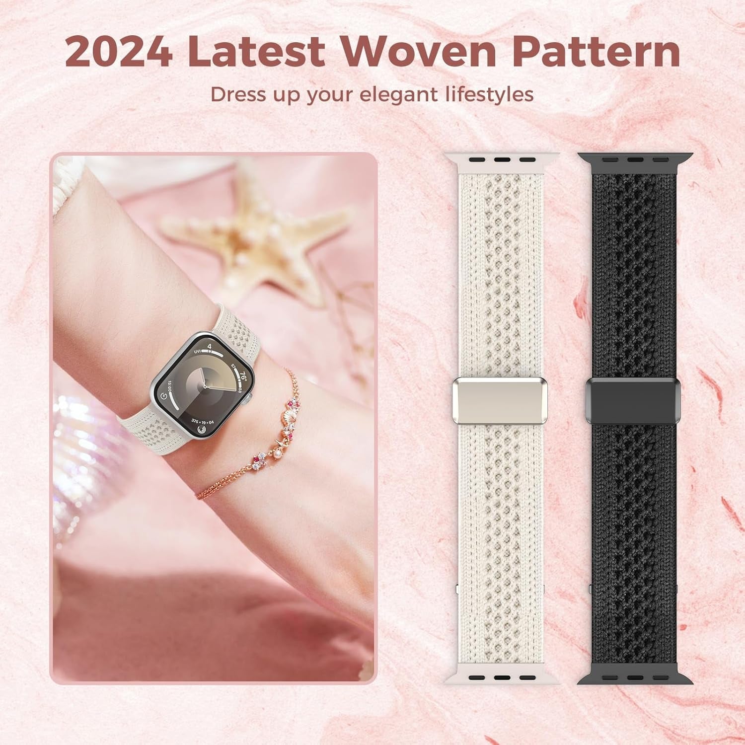 Delidigi Braided Bands Compatible for Apple Watch Band Women 38Mm 40Mm 41Mm,2024 Newest Design Nylon Adjustable Solo Loop Strap for Iwatch Series 9 8 7 6 SE 5 4 3 2 1