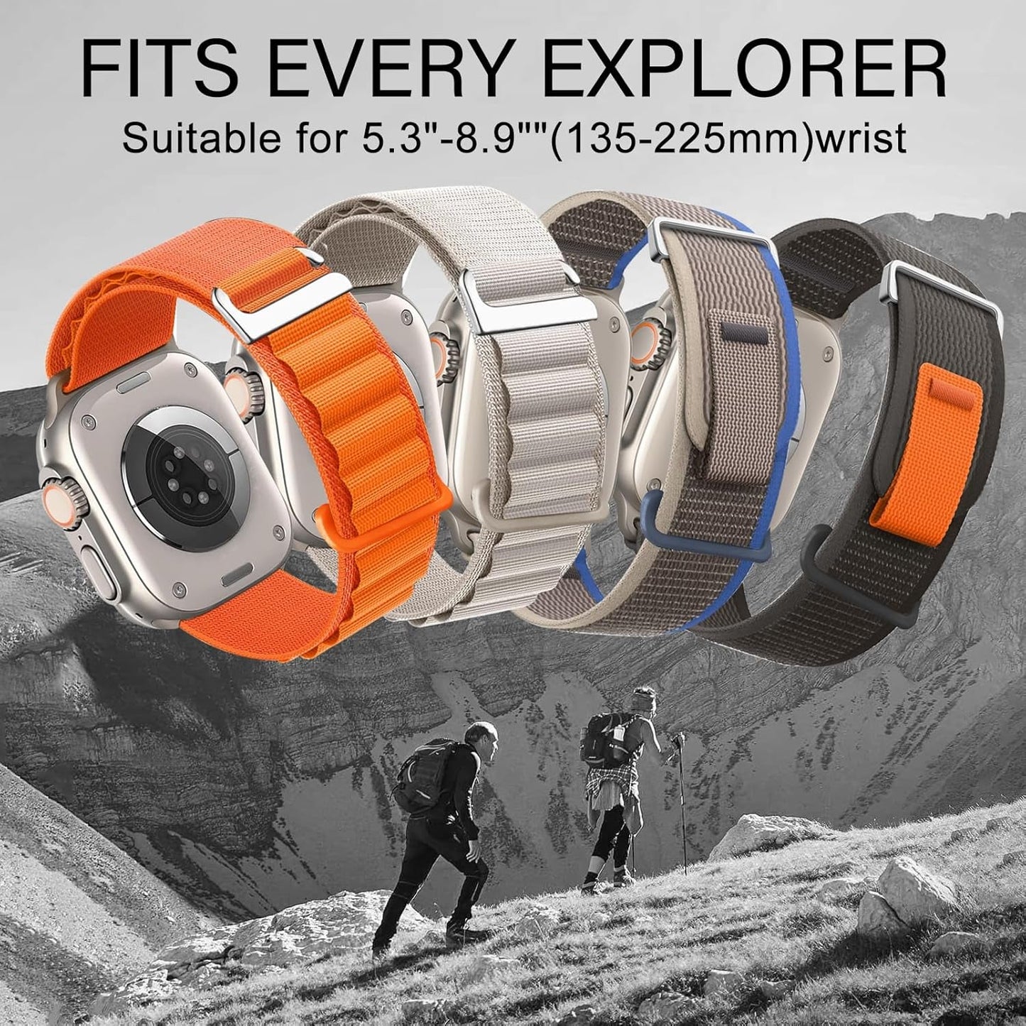 4 Pack Nylon Bands Compatible with Apple Watch Ultra Band 49Mm 45Mm 44Mm 42Mm Men Women, Sport Breathable Trail Loop+Alpine Loop Band Replacement for Ultra/Ultra 2 Iwatch Series 9 8 7 6 SE 5 4 3 2 1