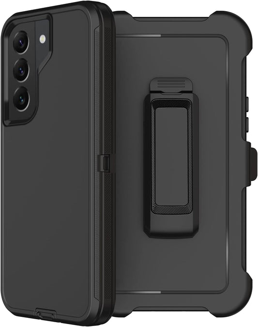 For Samsung Galaxy S22 plus Case with Belt Clip Holster, 2X Screen Protector, [Military Grade Protection] Heavy Duty Full Body Shockproof Rugged Protective Cover for Samsung S22 plus 5G (Black)