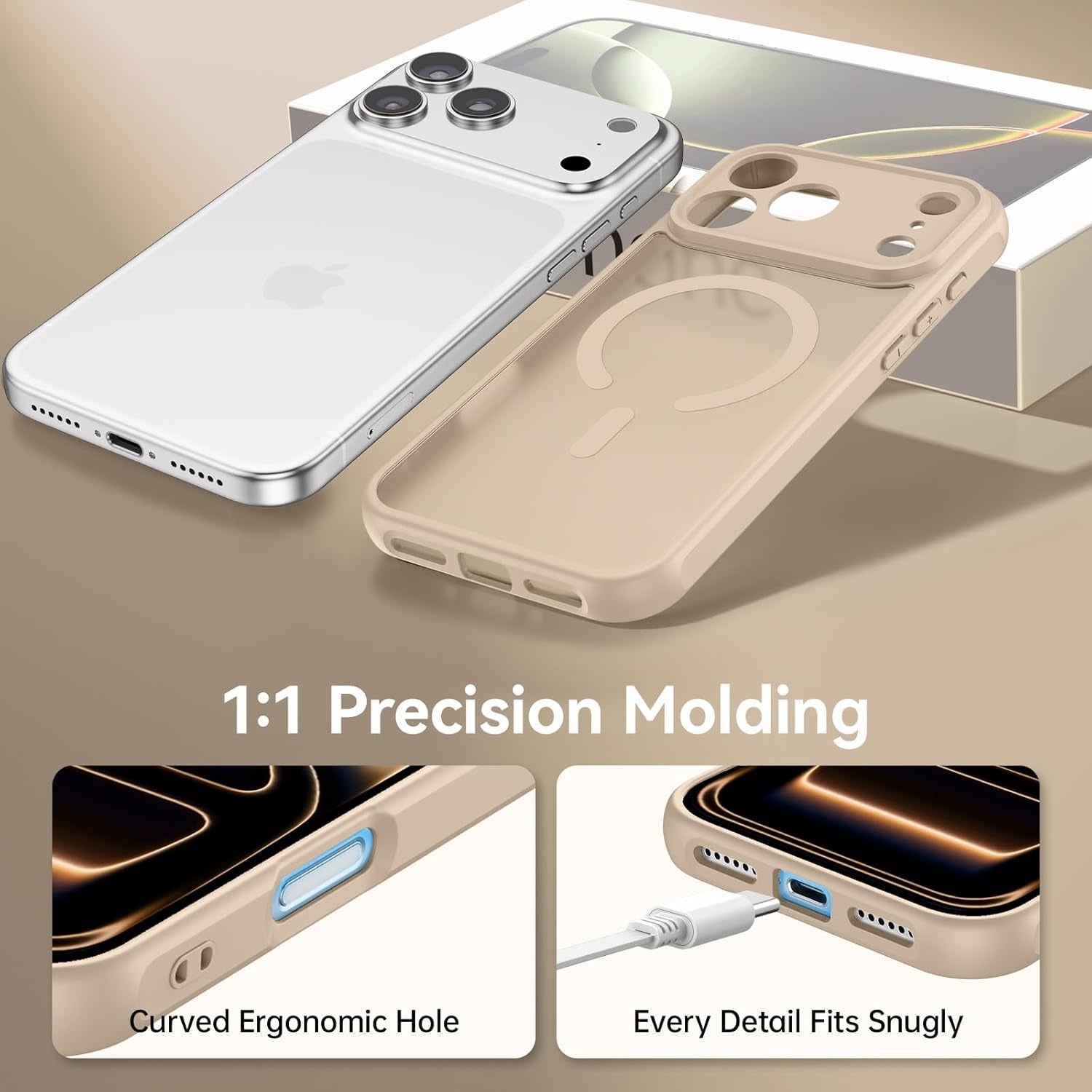 BENTOBEN Magnetic for Iphone 17 Pro Max Case, Upgraded [Full Camera Protection] [Compatible with Magsafe] Translucent Matte Phone Case Iphone 17 Pro Max Shockproof Protective Cases, Light Brown