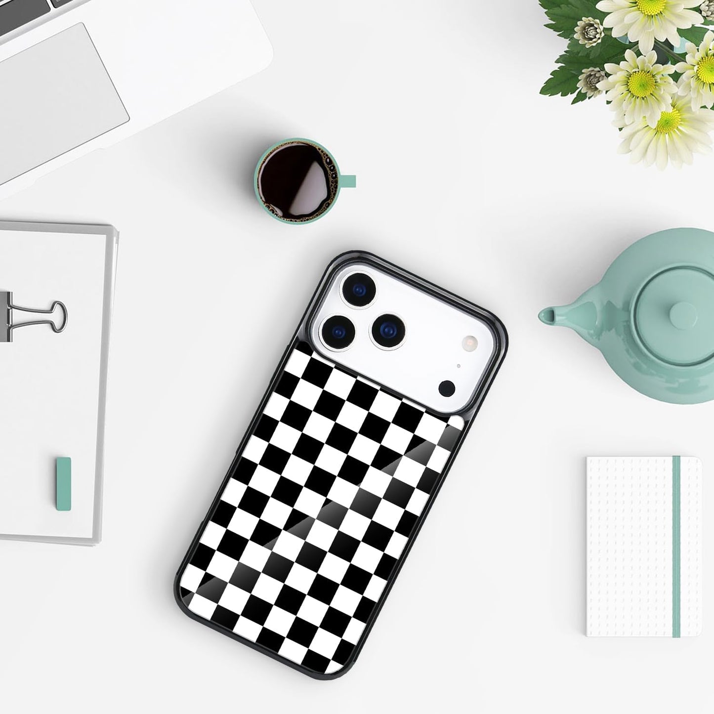 Designed for Iphone 17 Pro Max Case Checkered Pattern [Compatible with Magsafe] Military-Grade Drop Protection Non-Slip Sides Anti-Scratch Back Shockproof Magnetic Case for Iphone 17 Pro Max