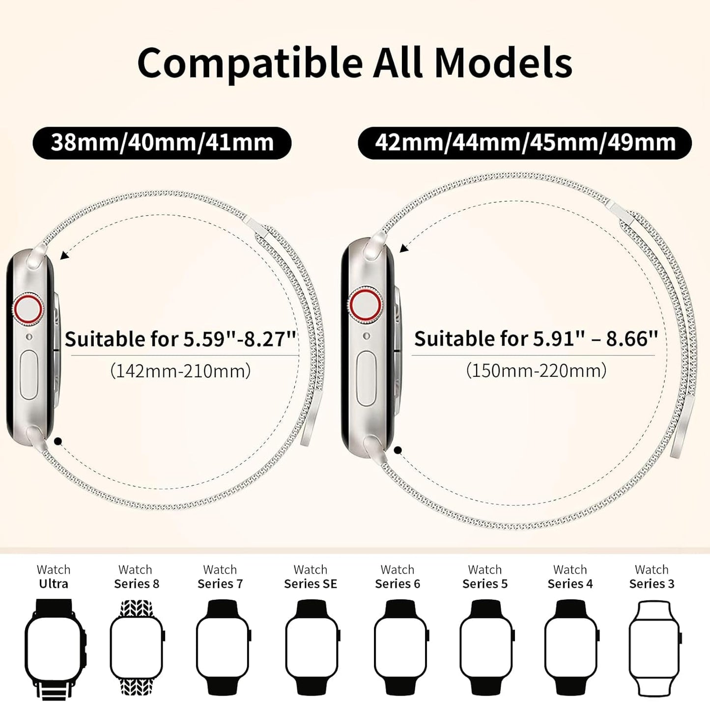 DYKEISS 3 Pack Metal Magnetic Compatible with Apple Watch Band 38Mm 42Mm 40Mm 44Mm 41Mm 45Mm 49Mm, Stainless Steel Mesh Loop Clasp Strap for Iwatch Bands Ultra Series 9 8 SE 7 6 5 4 3 2 1 Women Men