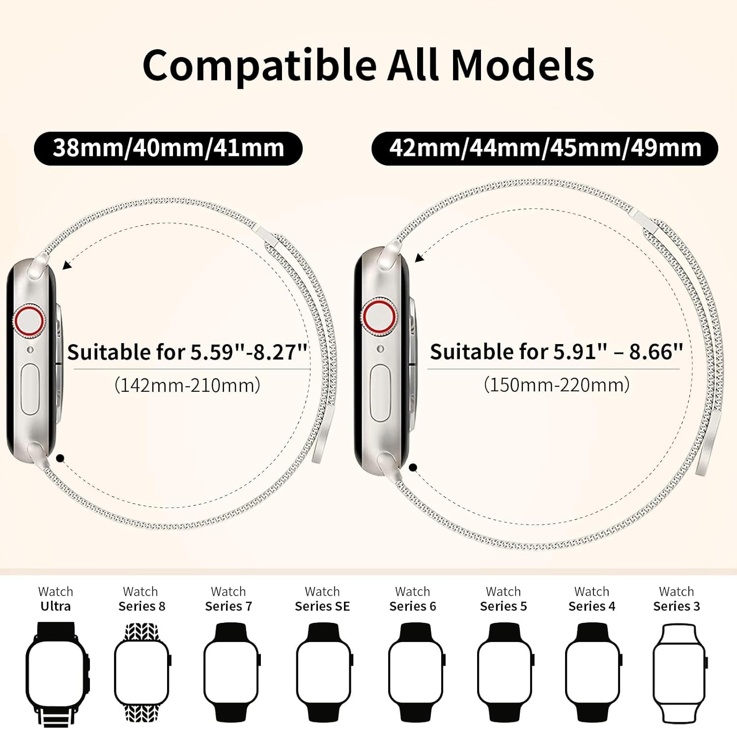 DYKEISS 3 Pack Metal Magnetic Compatible with Apple Watch Band 38Mm 42Mm 40Mm 44Mm 41Mm 45Mm 49Mm, Stainless Steel Mesh Loop Clasp Strap for Iwatch Bands Ultra Series 9 8 SE 7 6 5 4 3 2 1 Women Men