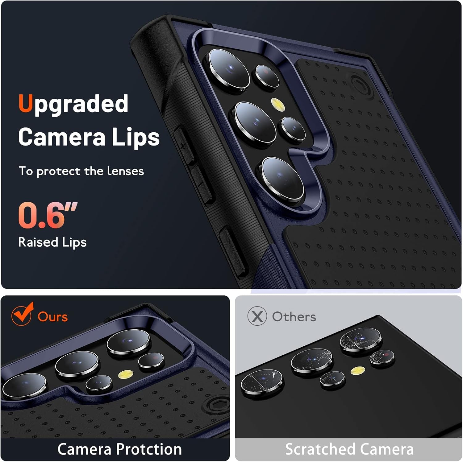 Designed for Samsung Galaxy S22 Ultra Case Gift Militay Grade Drop Protective Rugged Heavy Duty Cover Shockproof Case for Galaxy S22 Ultra Phone Case for Women Men Boy Girl (Blue+Black)