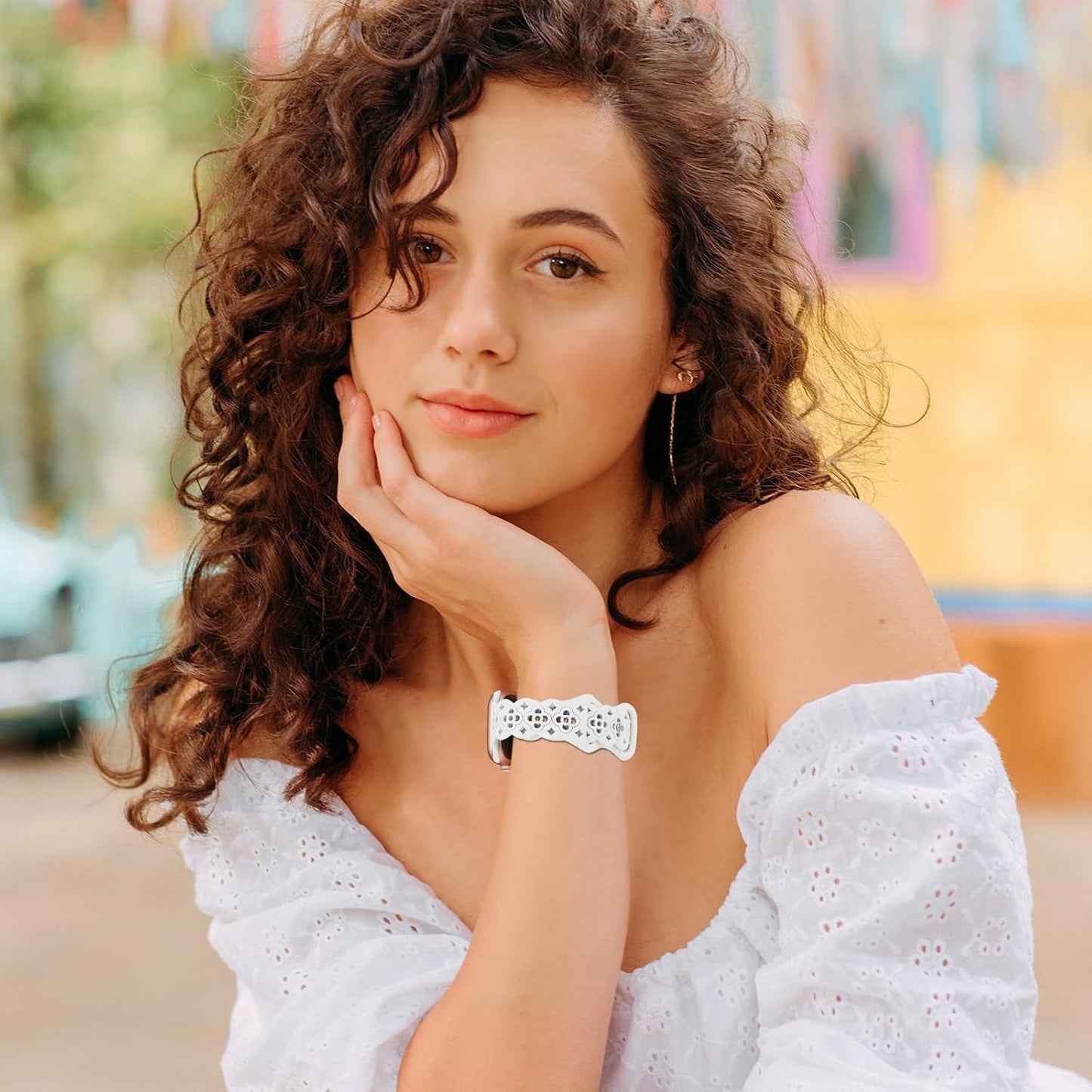 6 Pack Lace Silicone Bands Compatible with Apple Watch Band 38Mm 40Mm 44Mm 41Mm 42Mm 45Mm 49Mm Women,Thin Slim Floral Breathable Sport Strap Replacement Wristbands for Iwatch Series