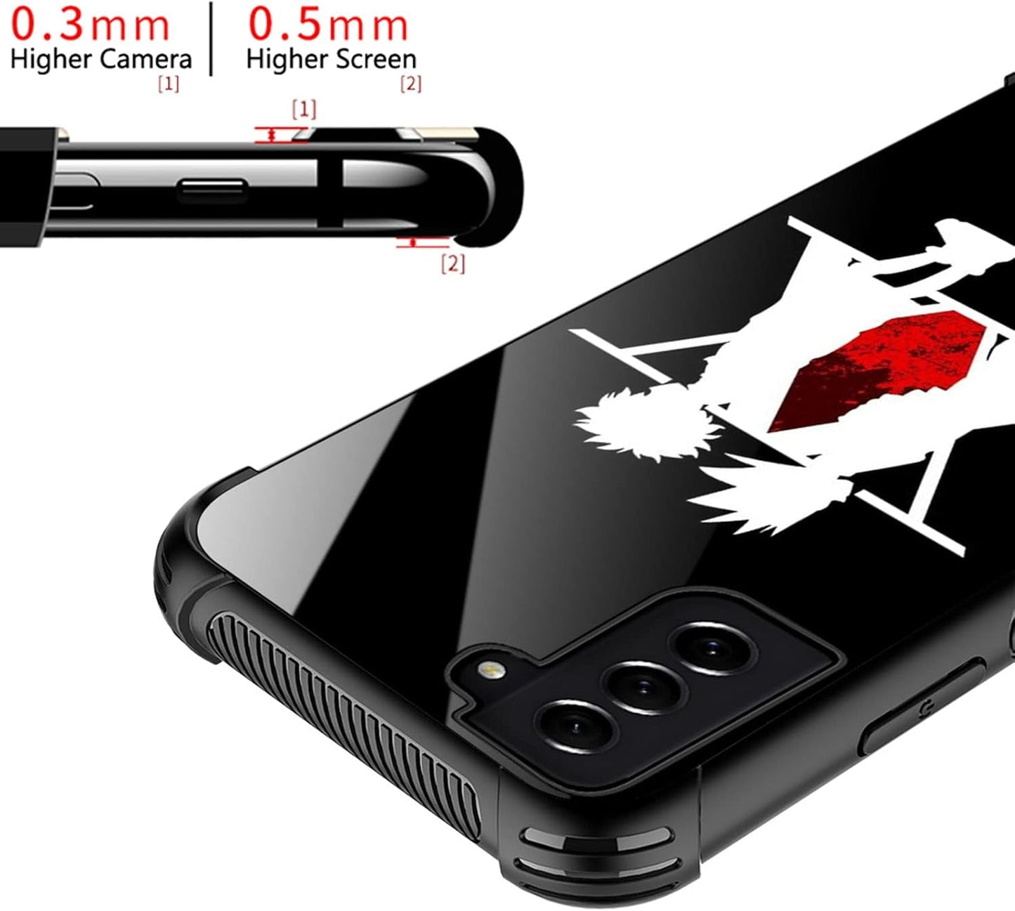 Compatible with Samsung Galaxy S22 plus Case,Red Love Anime Pattern Design Shockproof Non-Slip Case for Samsung Galaxy S22 Plus