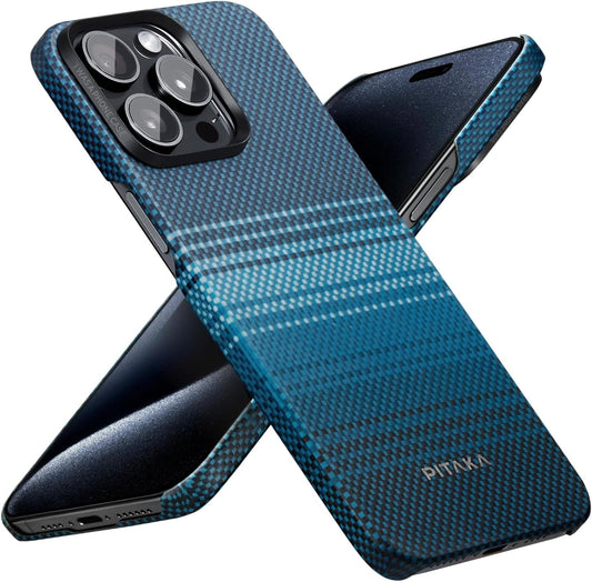 Pitaka Case for Iphone 15 Pro Max, Slim & Light Iphone 15 Pro Max Case Magsafe 6.7-Inch with a Case-Less Touch Feeling, 1500D Aramid Fiber Made [Magez Case 5 - Moonrise]  pitaka   
