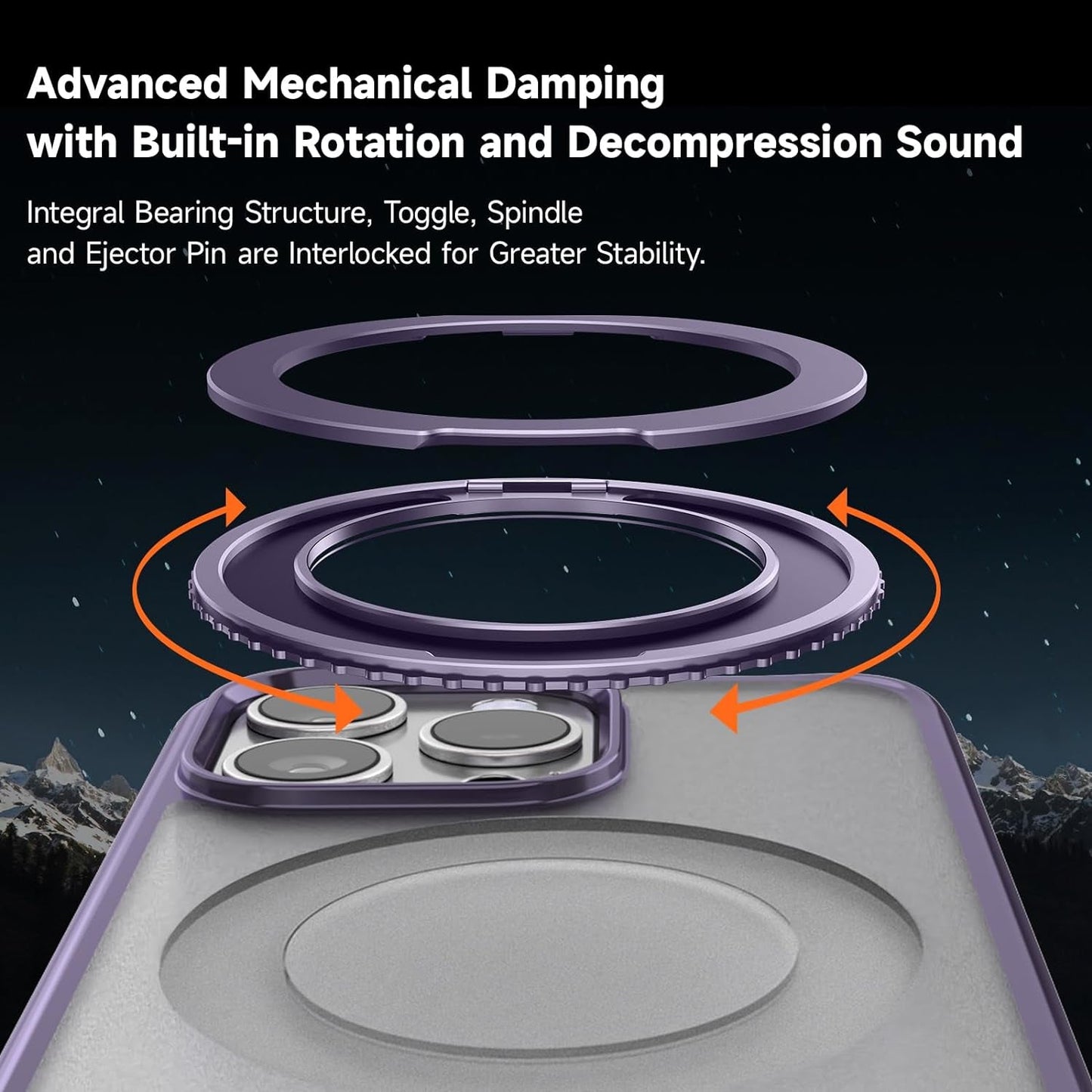 Magnetic for Iphone 15 Pro Max Case Purple with 360° Rotatable Invisible Ring Stand Designed，Compatible with Magsafe ，Translucent Matte Purple Bumper Shockproof Decompress Slim Military Grade Case  Vongong   