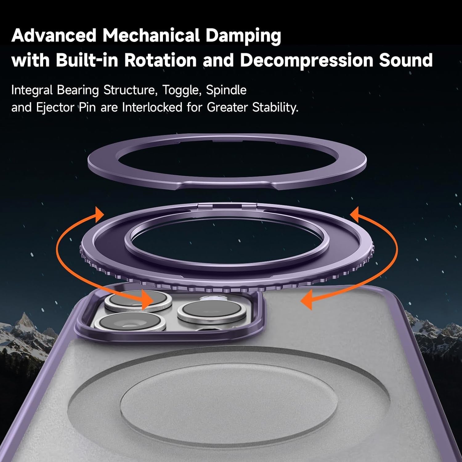 Magnetic for Iphone 15 Pro Max Case Purple with 360° Rotatable Invisible Ring Stand Designed，Compatible with Magsafe ，Translucent Matte Purple Bumper Shockproof Decompress Slim Military Grade Case  Vongong   