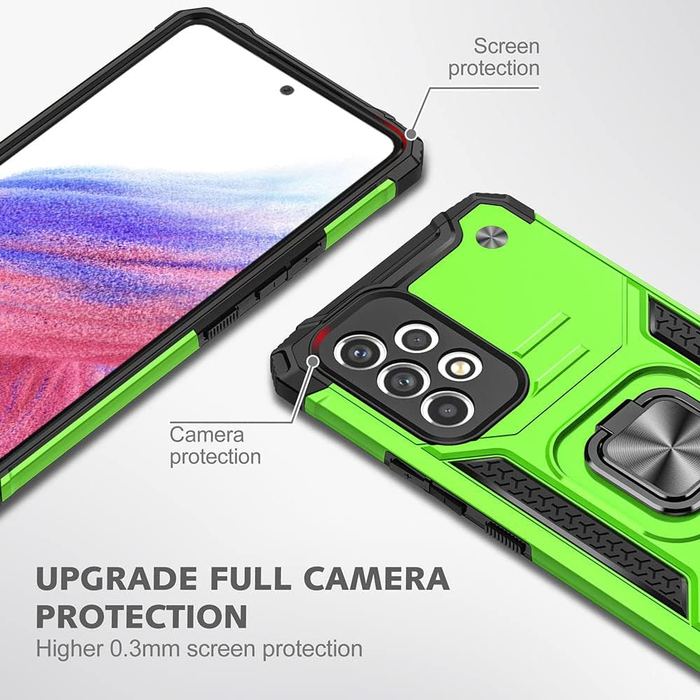For Samsung A53 5G Case, Galaxy A53 5G Case with HD Screen Protector, 360°Military Grade Rotatable Kickstand (Heavy Duty) Shockproof Protective Fit Cases for Samsung Galaxy A53 5G (Green)