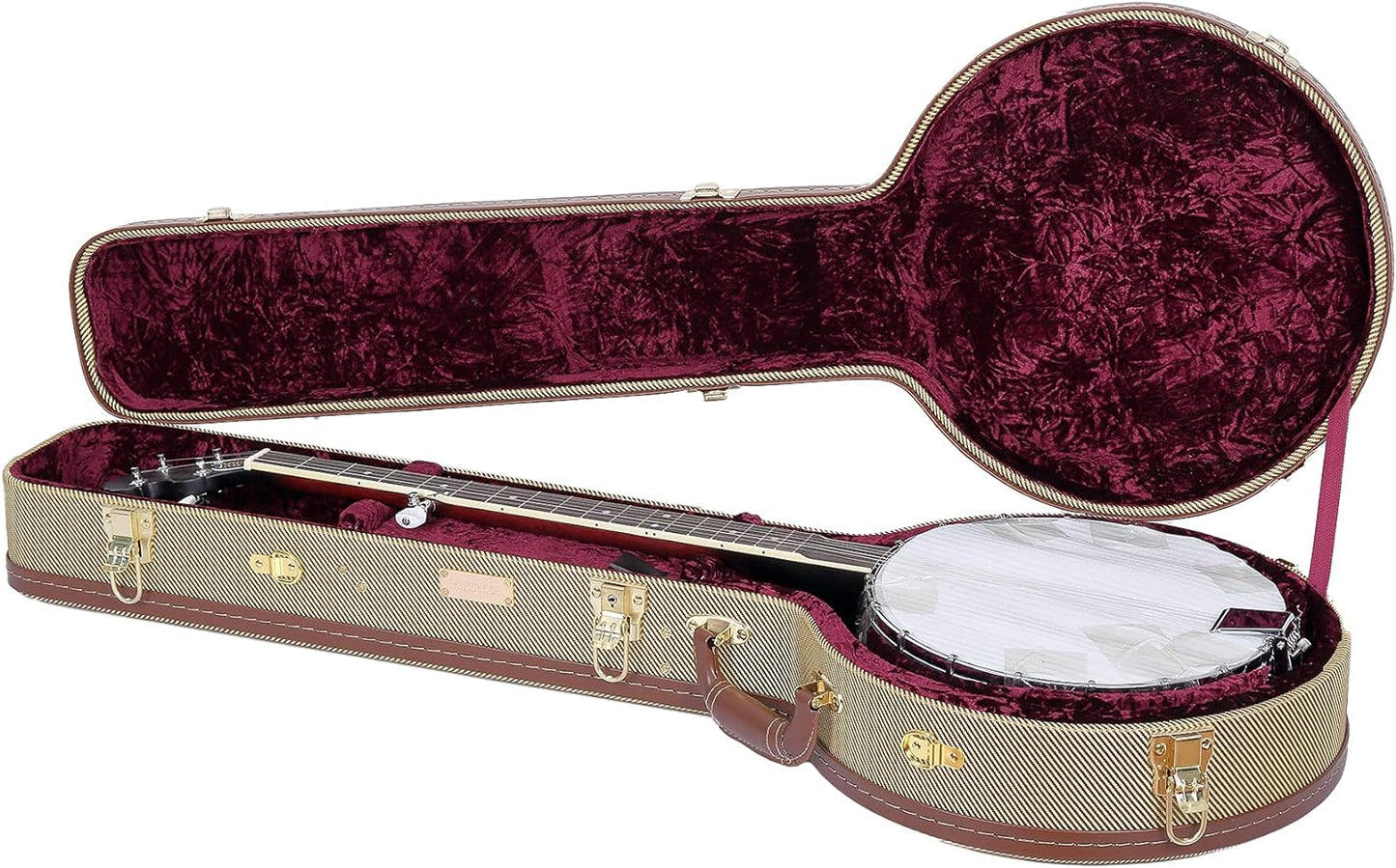 Crossrock Hard-Shell Wood Case for Les Paul Electric Guitars with Removable Shoulder Straps-Tweed(Crw700Ltw)  Crossrock Tweed Openback Banjo 