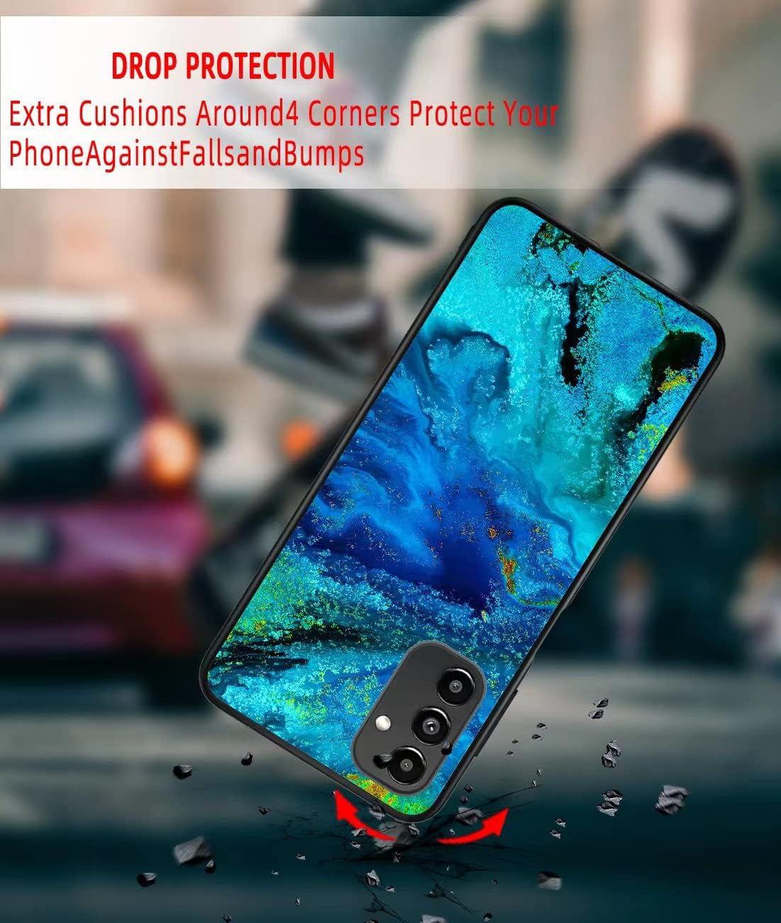 For Samsung Galaxy A13 Case, Slim Fit Glow in the Dark Hybrid Hard PC Soft TPU Bumper Shockproof Drop Protective Girls Women Men Phone Cover for Samsung Galaxy A13 5G Case.-6.5" Inch. Blue