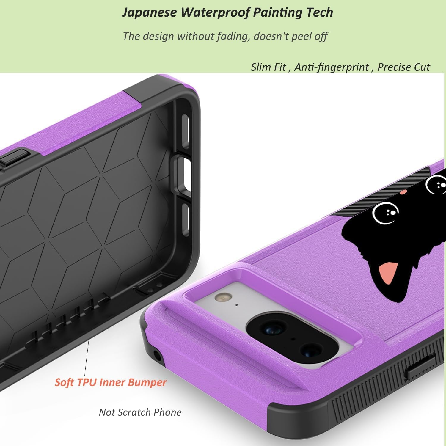 For Google Pixel 8 5G Case with Tempered Glass Screen Protector: Cute Flower Floral Design for Girls Women Slim Fit Soft TPU Bumper Silicone Cell Phone Cover (Funny Cat)  Ftonglogy   