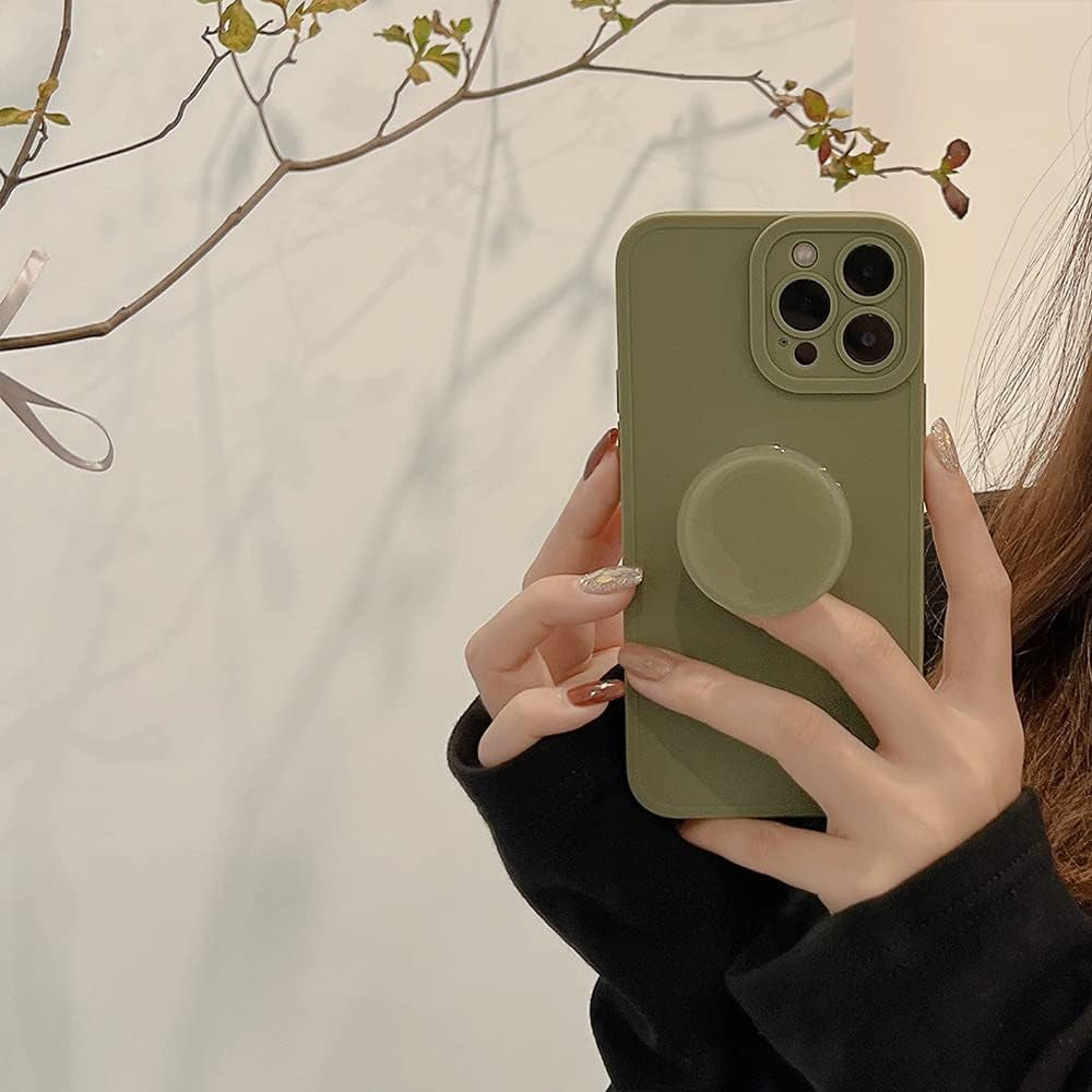 MUYEFW Silicone Case for Iphone 15 Pro Max Case 6.7-Inch, Women with Ring Holder Expanding Kickstand, Girl Cute Rubber Protective Phone Cover (Green)  MUYEFW   