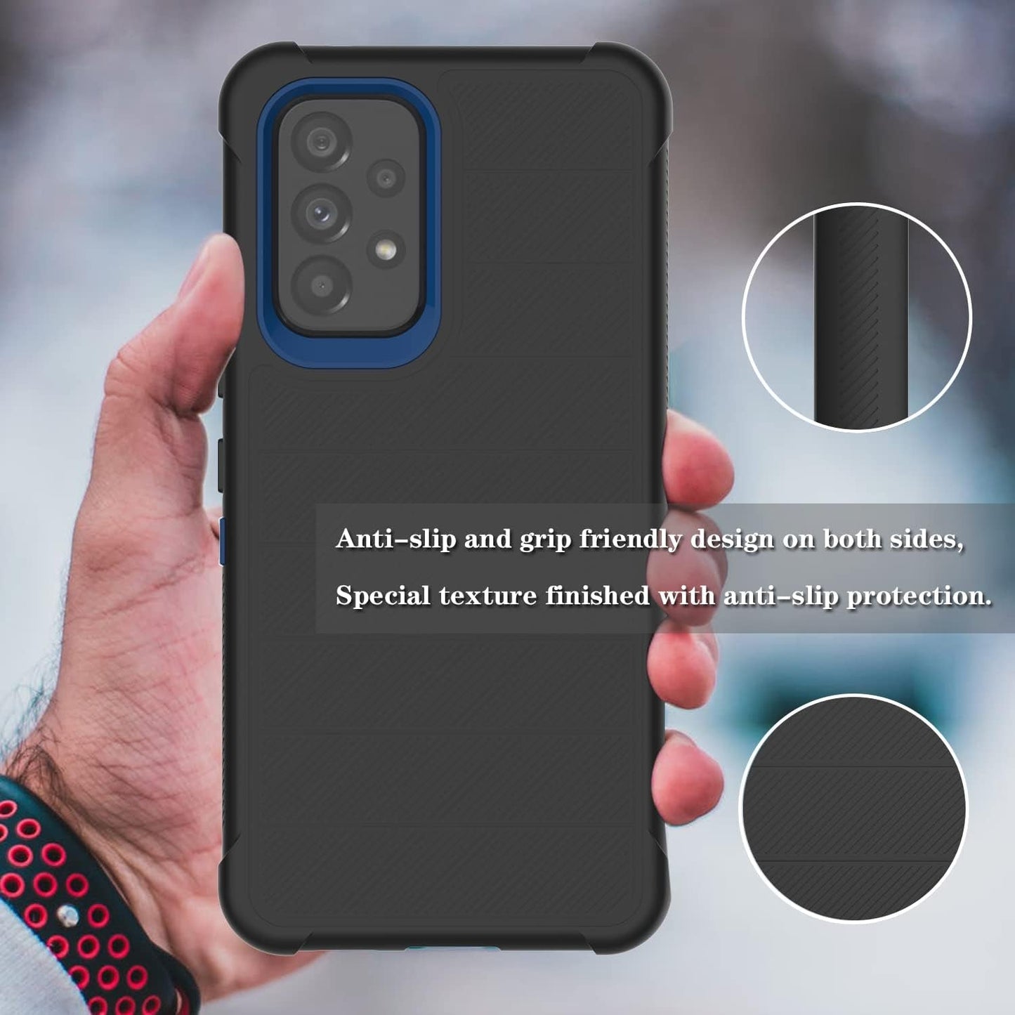 For Samsung Galaxy A53 5G Phone Case with Glass Screen Protector, [Holster Series] Belt Clip Protective Hard Tough Full Heavy Duty Rugged Military Shockproof Armor Cell Phone Cover (Black)