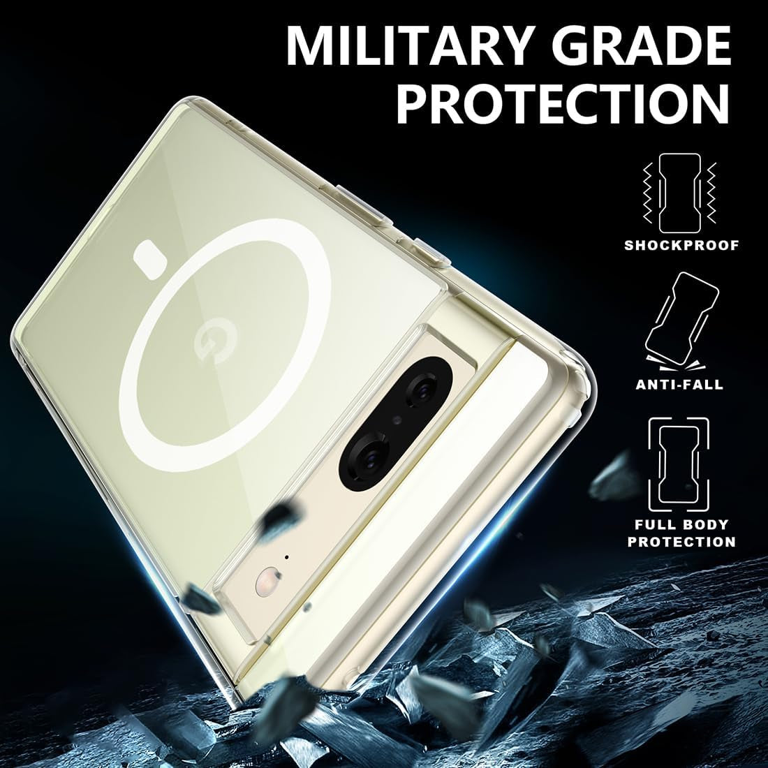 Magnetic Case for Google Pixel 7, Transparent and Yellow Resistant,Compatible with Magsafe,Slim Fit Shockproof Protective Phone Case for Pixel 7 Case (2022) (Clear)  TIANNIUKE   