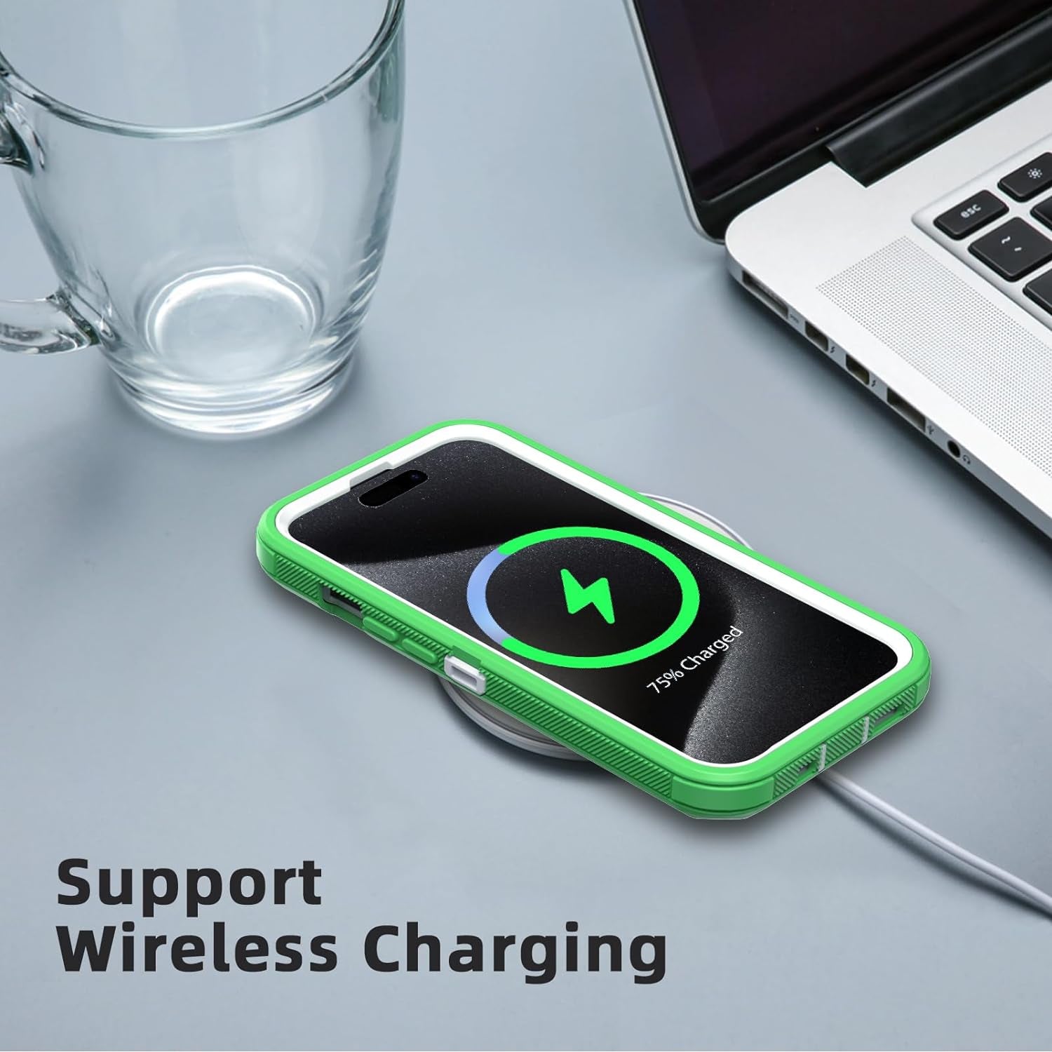 NIFFPD for Apple Iphone 15 Pro Max Case with Belt Clip & Kickstand, Full-Body Protection Multi Layers Rugged Case with Belt Holster for Apple Iphone 15 Pro Max 6.7 Inch 2023(Green+White)  NIFFPD   