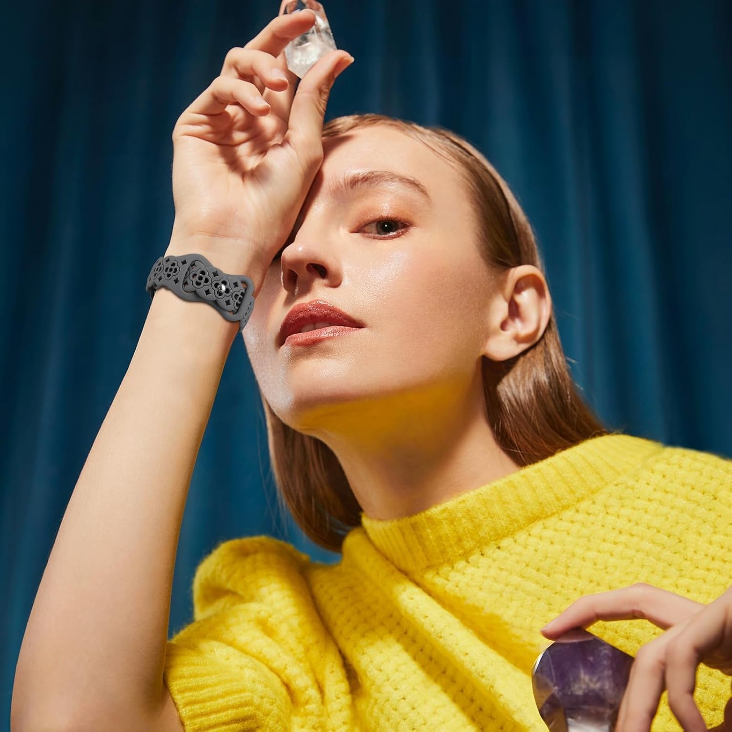 6 Pack Lace Silicone Bands Compatible with Apple Watch Band 38Mm 40Mm 44Mm 41Mm 42Mm 45Mm 49Mm Women,Thin Slim Floral Breathable Sport Strap Replacement Wristbands for Iwatch Series