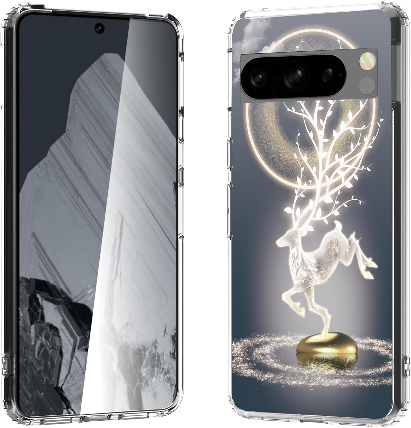 For Google Pixel 8 Clear Case with 3D Flower Printing Design, TPU+PC Slim Shock-Proof Protective Floral Cover for Women Girls, 6.2“ (Pic 5)  YIKECASE C-7 Google Pixel 8 Pro 