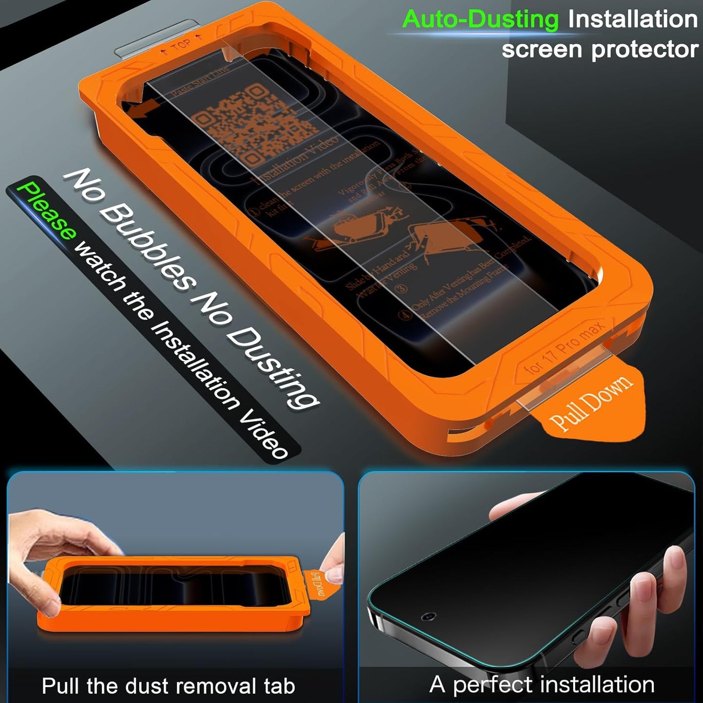 IMBZBK [Auto-Dust Removal] 3 Pack Privacy Screen Protector for Iphone 17 Pro Max [6.9 INCH] anti Spy Private Accessories, Case Friendly Film, Military Grade Tempered Glass 3 Camera Lens Protector