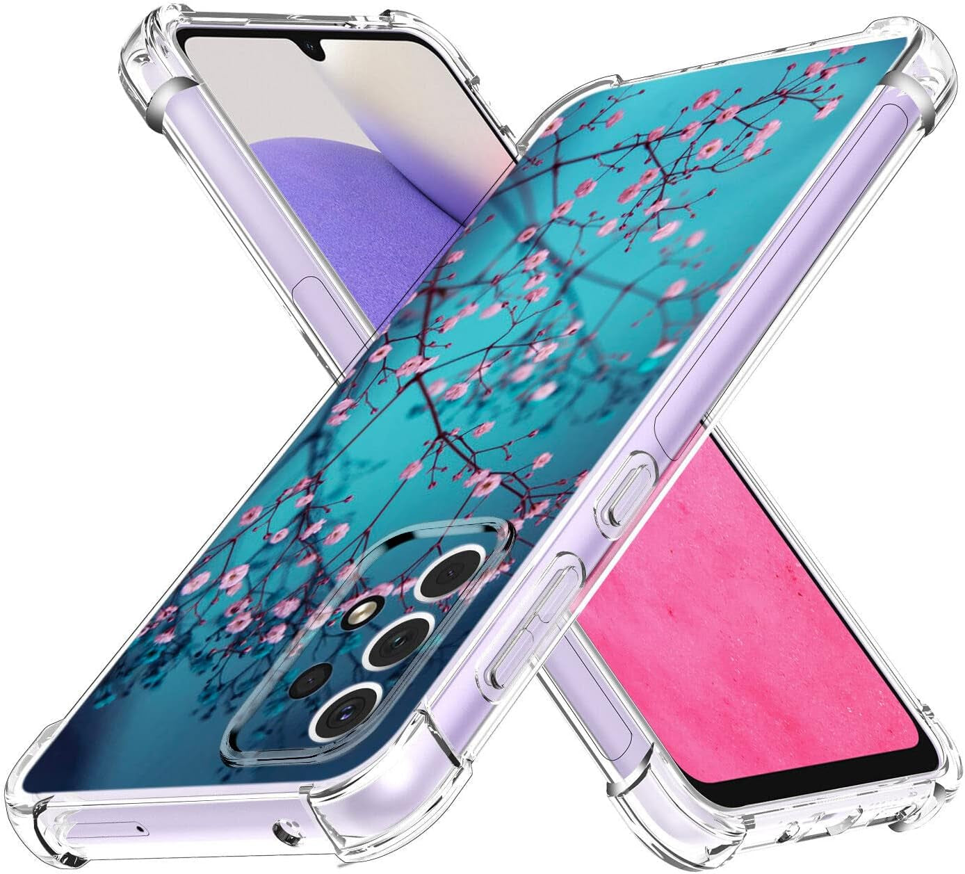 Galaxy A53 5G Case, Plum Blossom Flower Drop Protection Shockproof Case TPU Full Body Protective Scratch-Resistant Cover for Samsung Galaxy A53 5G