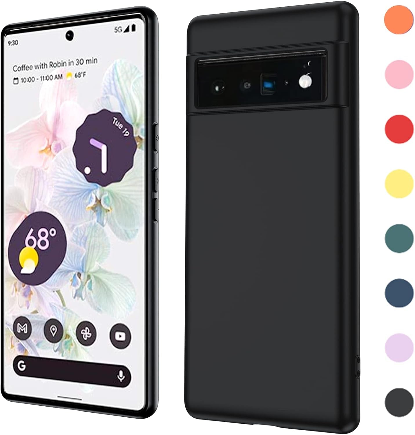 Leyi for Pixel 6A 5G Case: Google Pixel 6A Case with [2 Pack] Tempered Glass Screen Protector Liquid Silicone Soft Microfiber Liner Cover Case Pixel 6A, Red  LeYi Black Google Pixel 6 Pro 